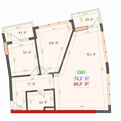 אובייקט תחת בנייה 55.8 מ"ר - לך ומריה קצ'ינסקי, Batumi, גאורגיה